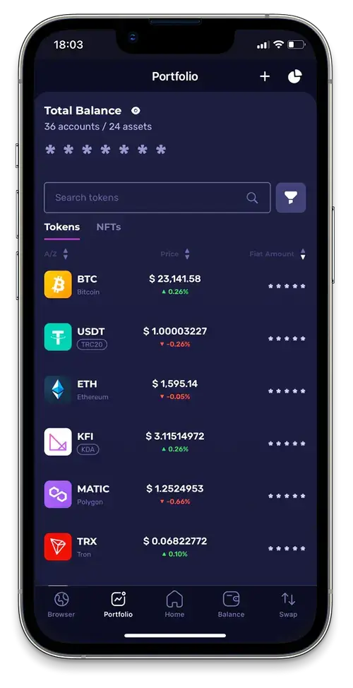 Klever wallet portfolio tracking